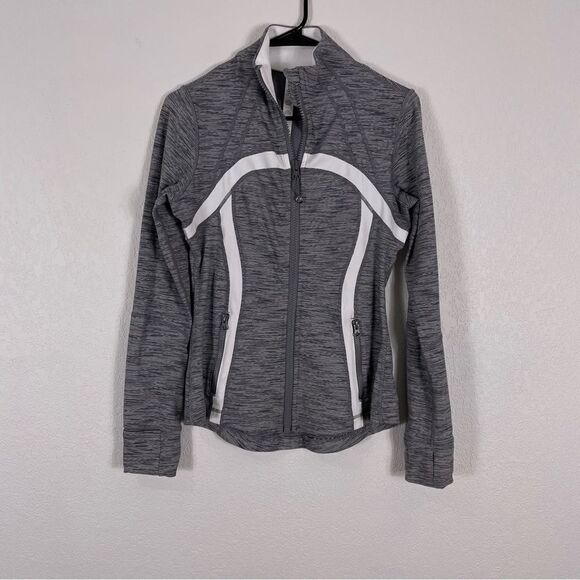 Lululemon Striped Grey & White Zip Up Work Out Define Jacket - Picture 1 of 8